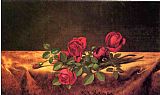 Roses Lying on Gold Velvet by Martin Johnson Heade